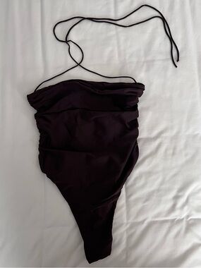 Sleek Brown One-Piece Swimsuit